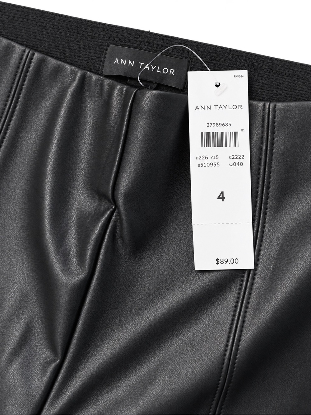 Ann Taylor Black Faux Leather High-Rise Tapered Leggings